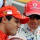 Foto de archivo del 2 de noviembre de 2008, con el británico Lewis Hamilton (d), entonces piloto of McLaren Mercedes, y el brasileño Felipe Massa (i), que pilotaba un Ferrari. EPA/GERO BRELOER