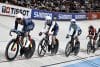 Albert Torres Barceló (i), de España, participa en la prueba del ómnium en el Campeonato del Mundo de Ciclismo en Pista, en Santiago (Chile). EFE/Osvaldo Villarroel