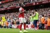 El jugador del Arsenal Bukayo Saka elebra el 2-0, de penalti, durante el partido de la Premier League que han jugado Arsenal FC y West Ham United, en Londres, Reino Unido. EFE/EPA/TOLGA AKMEN