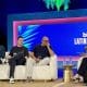 De izquierda a derecha, el agente musical de Creative Artists Agency (CAA), Mac Clark, el director de festivales de OCESA, Leizer Guss, y el promotor de giras globales de Live Nation, Jorge García, hablan con la editora sénior de Latin Billboard, Griselda Flores, en el marco de la Semana de la Música Latina de Billboard este lunes, en Miami (Estados Unidos). EFE/Pedro Pablo Cortés