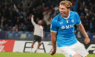 El danés Rasmus Hojlund durante el partido de la Serie A que han jugado SSC Napoli y Genoa CFC en el Diego Armando Maradona stadium de Nápoles, Italia. EFE/EPA/CESARE ABBATE