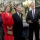 El rey Felipe vI (d) y la reina Letizia (i) junto al rey Felipe (2d) y la reina Matilde (2i) de Bélgica en el Palacio Real de Bruselas, este martes, durante la visita oficial de los reyes de España a Bélgica. EFE/ Pablo Garrigós
