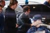El presidente de Argentina, Javier Milei (d), llega al Hotel Libertador donde esperará los resultados de las elecciones legislativas este domingo, en Buenos Aires (Argentina). EFE/ Juan Ignacio Roncoroni