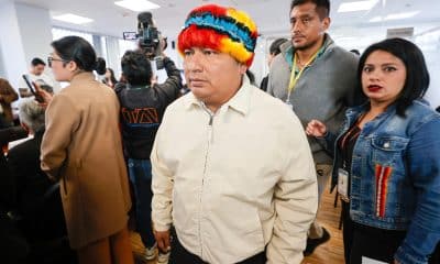 El presidente de la Confederación de Nacionalidades Indígenas del Ecuador (Conaie), Marlon Vargas. EFE/ José Jácome