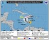 Imagen cedida por la Oficina Nacional de Administración Oceánica y Atmosférica de Estados Unidos (NOAA) a través del Centro Nacional de Huracanes (NHC), donde se muestra el pronóstico de cinco días del paso de la tormenta tropical Melissa por el Caribe.EFE/NOAA-NHC /SOLO USO EDITORIAL /NO VENTAS /SOLO DISPONIBLE PARA ILUSTRAR LA NOTICIA QUE ACOMPAÑA /CRÉDITO OBLIGATORIO