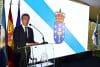 El presidente de la Xunta de Galicia, Alfonso Rueda, habla durante la celebración de la Fiesta Nacional de España este viernes, en la embajada de España en Buenos Aires (Argentina). EFE/ Matías Martín Campaya
