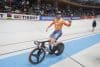 Harrie Lavreysen, de Países Bajos, celebra su triunfo en la prueba de Keirin masculino este jueves en el Campeonato del Mundo de Ciclismo en Pista, en Santiago (Chile). EFE/ Osvaldo Villarroel