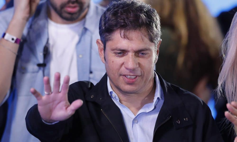 Axel Kicillof, gobernador de la provincia de Buenos Aires, participa el acto en el búnker de Fuerza Patria este 26 de octubre de 2025, en La Plata (Argentina). Demian Alday Estevez