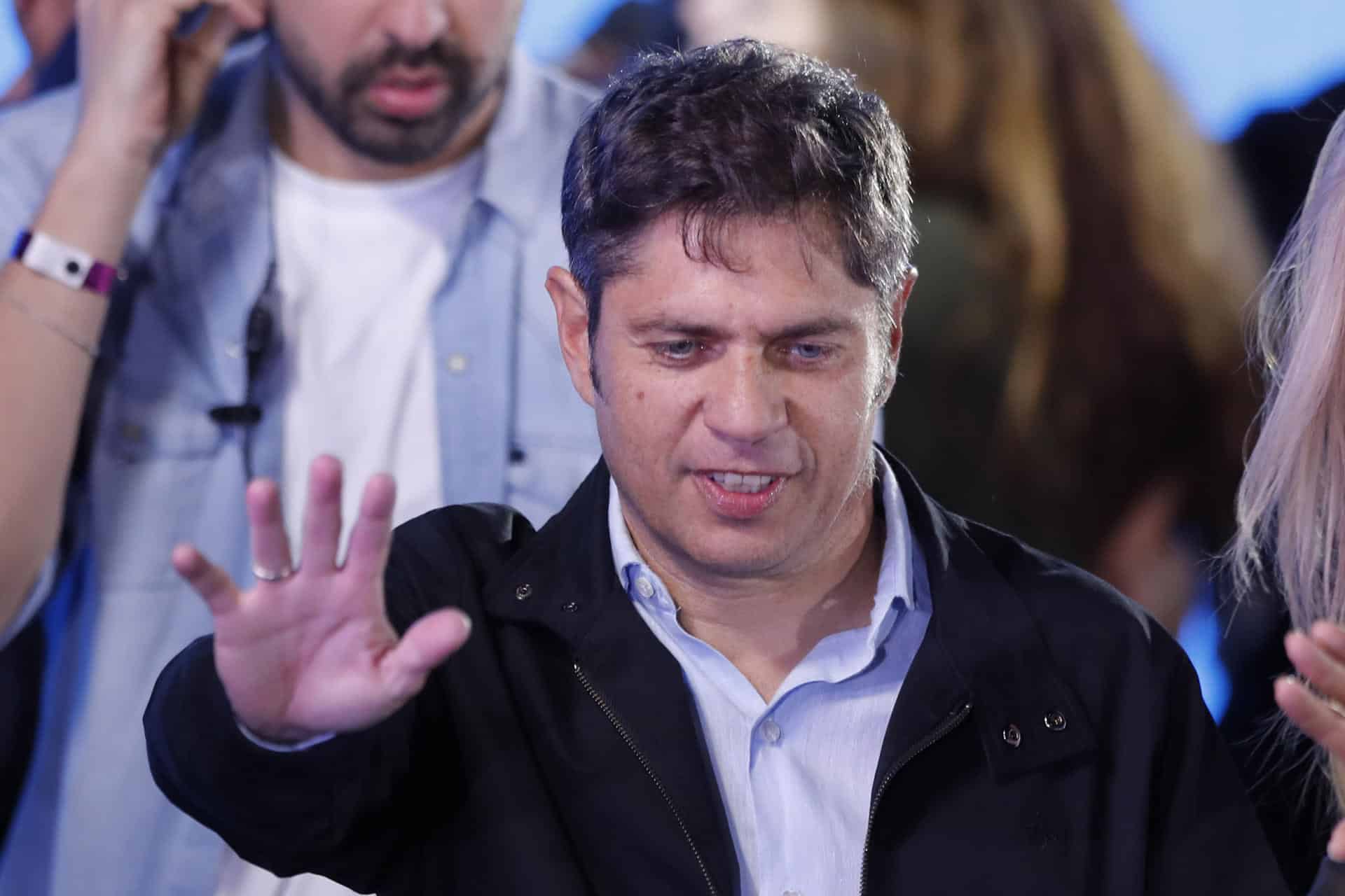Axel Kicillof, gobernador de la provincia de Buenos Aires, participa el acto en el búnker de Fuerza Patria este 26 de octubre de 2025, en La Plata (Argentina). Demian Alday Estevez