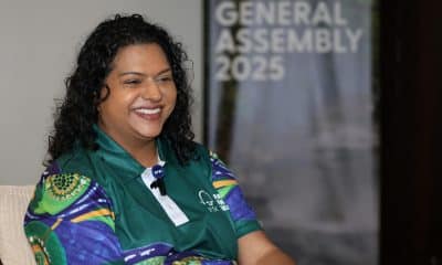 La directora en Canadá de la ONG Consejo de Administración Forestal (FSC, por sus siglas en inglés), Monika Patel, durante una entrevista con EFE, este martes, 28 de octubre, en el marco de la Asamblea General de FSC, en Ciudad de Panamá (Panamá). EFE/Carlos Lemos