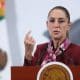 La presidenta de México, Claudia Sheinbaum, habla en una rueda de prensa este jueves, en Palacio Nacional de la Ciudad de México (México). EFE/Mario Guzmán