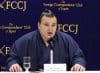 El luchador de sumo ucraniano Aonishi, durante la conferencia de prensa que dio en el Club de Corresponsales Extranjeros de Japón en Tokio, EFE/EPA/FRANCK ROBICHON