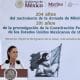 Fotografía cedida por la Presidencia de México que muestra a su mandataria, Claudia Sheinbaum, hablando en la ceremonia por el 204 aniversario del nacimiento de la Armada de México y los 201 años de la promulgación de la Constitución Federal de 1824, este sábado en Veracruz (México).  EFE/ Presidencia de México /SOLO USO EDITORIAL/ NO VENTAS/ SOLO DISPONIBLE PARA ILUSTRAR LA NOTICIA QUE ACOMPAÑA (CRÉDITO OBLIGATORIO)