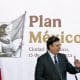 El secretario de Economía Marcelo Ebrard habla durante la presentación del 'Plan México' en el Museo Nacional de Antropología e Historia de la Ciudad de México (México). Imagen de archivo. EFE/ Mario Guzmán