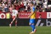 El delantero del Girona Vladyslav Vanat celebra su gol contra el Valencia, durante el partido de la jornada 8 de la LaLiga EA Sports entre el Girona FC y el Valencia, en el estadio municipal de Montilivi.-EFE/ David Borrat
