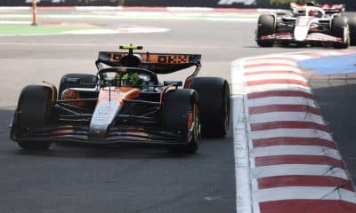 El británico Lando Norris de McLaren, participa durante la tercera sesión de entrenamientos del Gran Premio de México de la Fórmula Uno este sábado, en el Autódromo Hermanos Rodríguez en Ciudad de México (México). EFE/ José Méndez