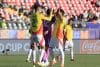 Jugadores de Colombia reaccionan al final de un partido de octavos de final de la Copa Mundial Sub-20. EFE/ Benjamín Hernández