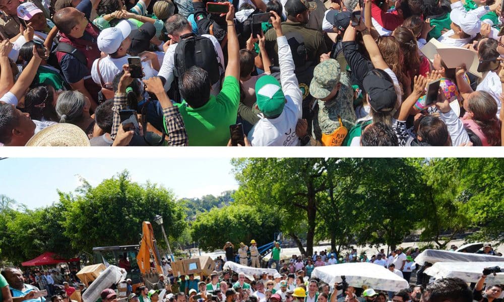 Combo de fotografías cedidas por la presidencia de México, donde se observa a la mandataria mexicana, Claudia Sheinbaum, dando atención a familias afectadas por las lluvias de días pasados en el municipio de Tamazunchale, este miércoles, en San Luis Potosí (México). EFE/ Presidencia de México /SOLO USO EDITORIAL/ NO VENTAS/ SOLO DISPONIBLE PARA ILUSTRAR LA NOTICIA QUE ACOMPAÑA (CRÉDITO OBLIGATORIO)