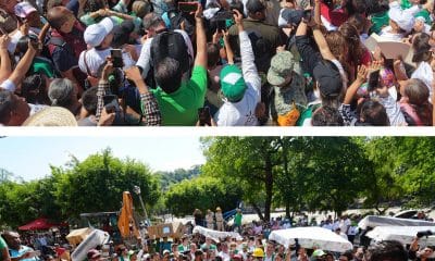 Combo de fotografías cedidas por la presidencia de México, donde se observa a la mandataria mexicana, Claudia Sheinbaum, dando atención a familias afectadas por las lluvias de días pasados en el municipio de Tamazunchale, este miércoles, en San Luis Potosí (México). EFE/ Presidencia de México /SOLO USO EDITORIAL/ NO VENTAS/ SOLO DISPONIBLE PARA ILUSTRAR LA NOTICIA QUE ACOMPAÑA (CRÉDITO OBLIGATORIO)
