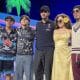 De izquierda a derecha, los cantantes de música regional mexicana Óscar Maydón, Xavi, Netón Vega, Estevie y Erick Aragón posan durante el tercer día de la Semana de la Música Latina de Billboard este miércoles, en el teatro The Fillmore, en Miami Beach. (EE.UU.). EFE/ Pedro Pablo Cortés