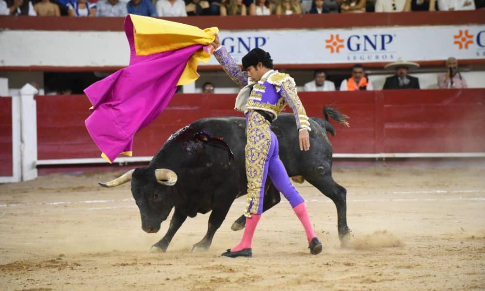 El torero mexicano Diego Sanroman lidia el toro 'Soñador', de 540 kg, durante una corrida de toros en la Plaza Monumental de Aguascalientes (México). Imagen de archivo. EFE/ Tadeo Alcina