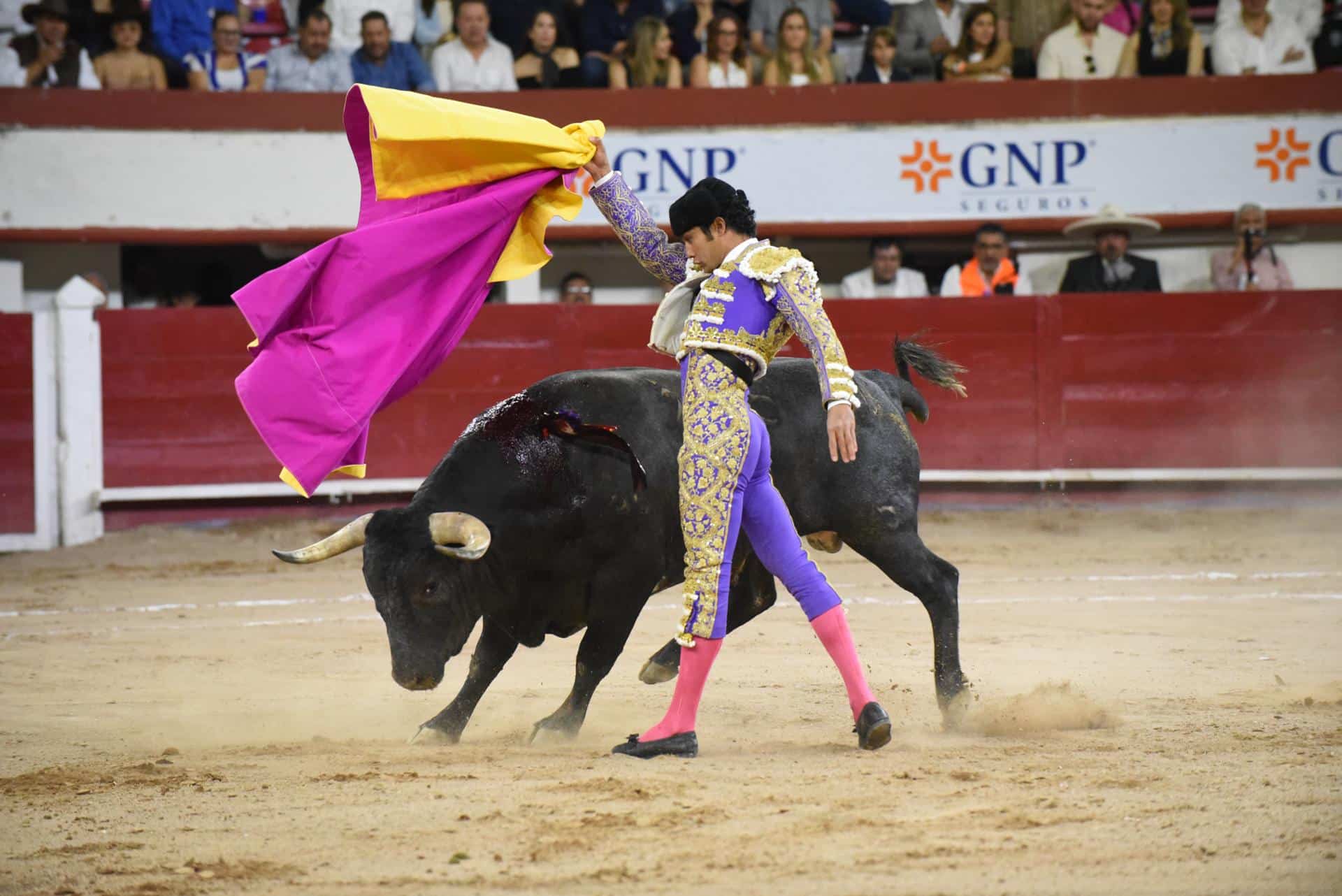 El torero mexicano Diego Sanroman lidia el toro 'Soñador', de 540 kg, durante una corrida de toros en la Plaza Monumental de Aguascalientes (México). Imagen de archivo. EFE/ Tadeo Alcina