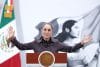 La presidenta de México, Claudia Sheinbaum, habla en una rueda de prensa este martes, en Palacio Nacional de la Ciudad de México (México). EFE/Mario Guzmán
