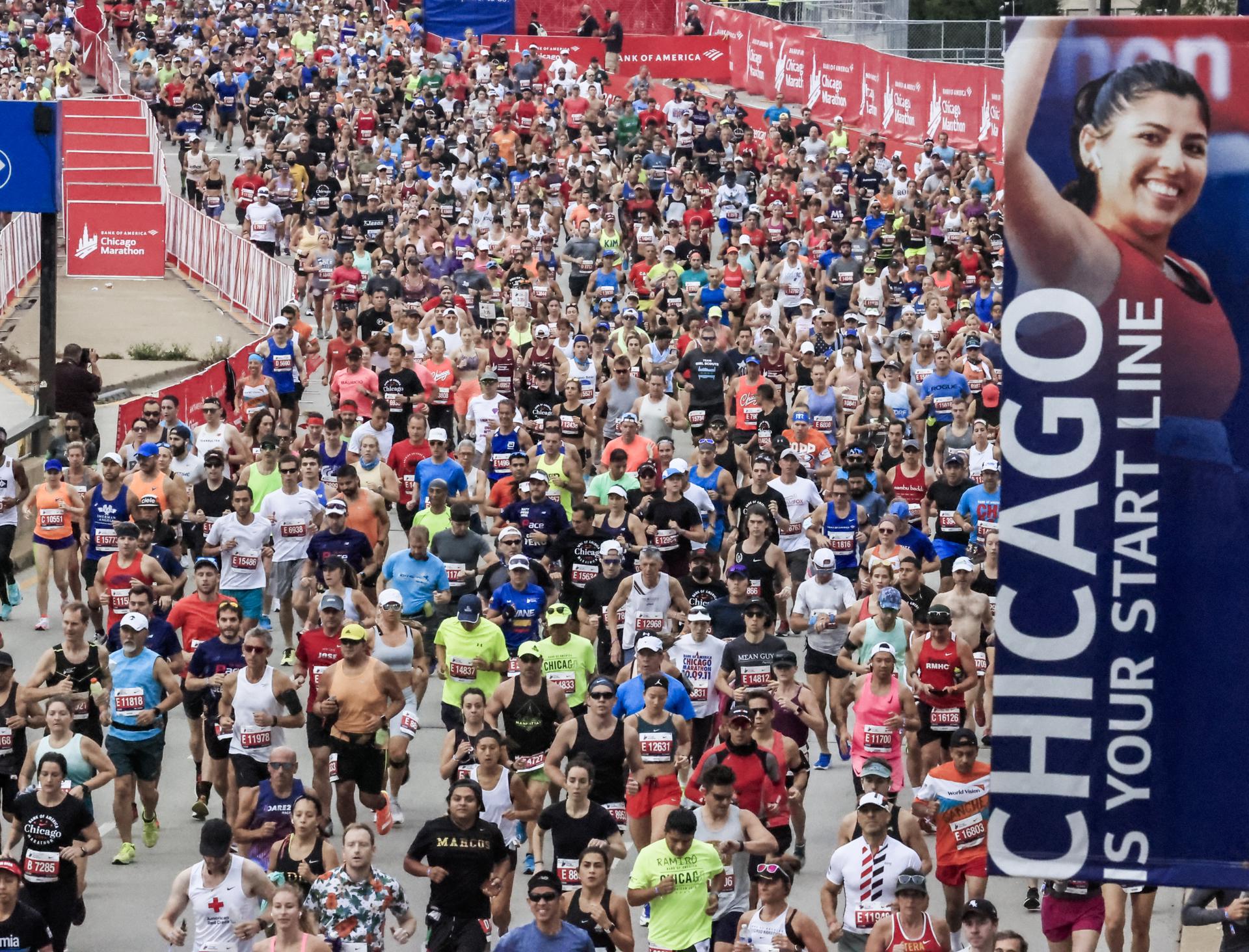 Corredores en el maratón de Chicago. EFE/EPA/(10/10/21)/ TANNEN MAURY