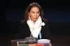 La escritora dominicana Soledad Álvarez, habla durante un homenaje a Vargas Llosa este miércoles, en Arequipa (Perú). EFE/ Paolo Aguilar