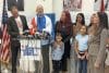 El disidente cubano José Daniel Ferrer (2i), habla durante una rueda de prensa celebrada este lunes en la Fundación Nacional Cubano Americana en Miami, Florida (EE.UU.). EFE/Antoni Belchi/MÁXIMA CALIDAD DISPONIBLE