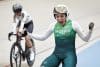 Yareli Acevedo, de México, celebra al ganar en la carrera por puntos en el Campeonato del Mundo de Ciclismo de Pista, en Santiago (Chile). EFE/Osvaldo Villarroel