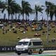 Una ambulancia en pista tras el accidente del piloto español de Moto3 José Antonio Rueda de Red Bull KTM Ajo y el piloto suizo de Moto3 Noah Dettwiler de CIP Green Power en el Gran Premio de Motociclismo de Malasia en Sepang. EFE/EPA/FAZRY ISMAIL