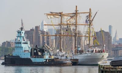 Fotografía de archivo, tomada el pasado 6 de junio, de una vista general del traslado del buque escuela Cuauhtemoc, de la Armada Mexicana, desde el puerto 63 hasta Navy Yard, en Nueva York (NY, EE.UU.). EFE/Ángel Colmenares