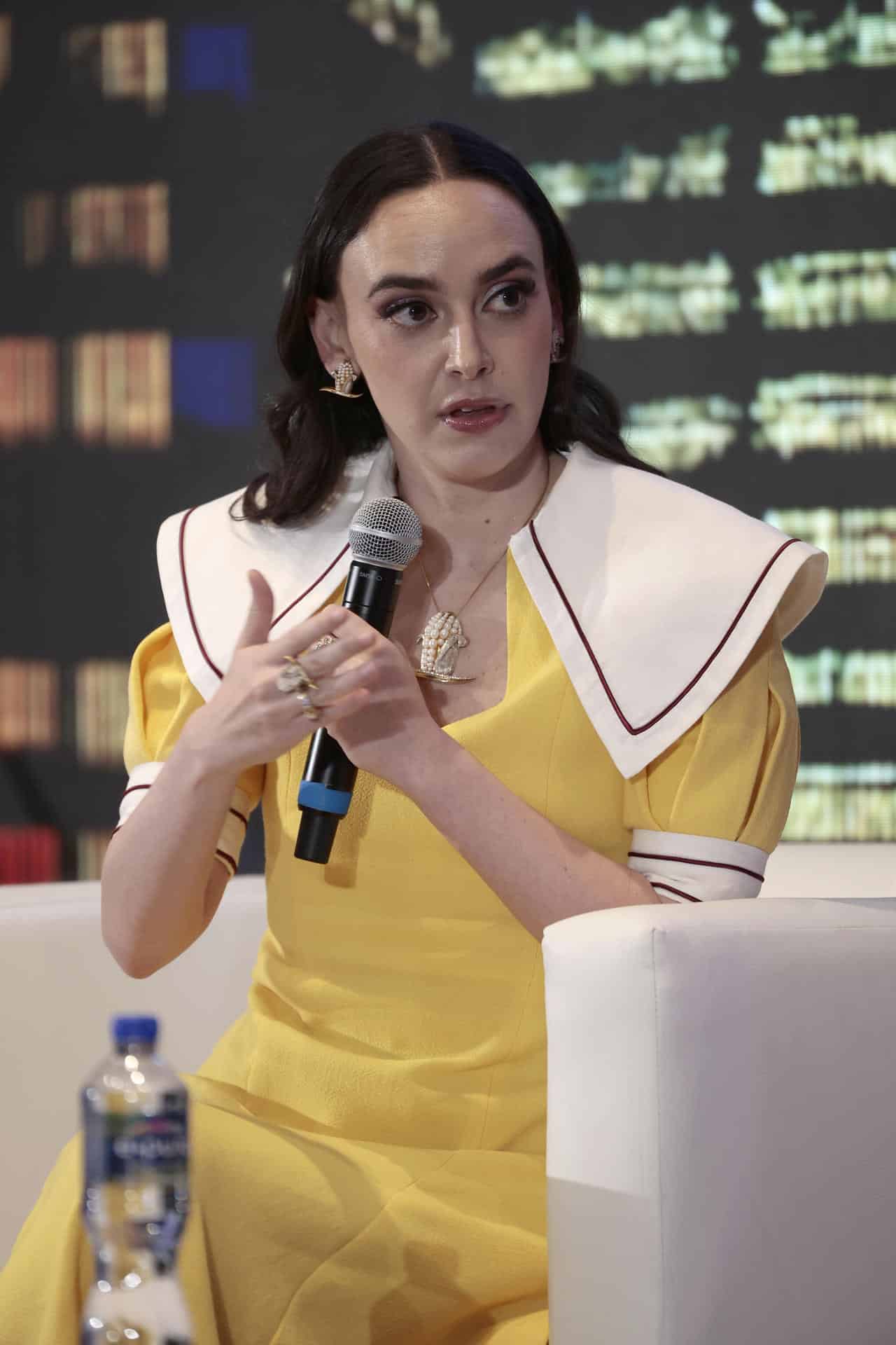 La asesora del gobierno de México, Altagracia Gómez, habla durante el VI Foro México-Unión Europea este jueves, en Ciudad de México (México). EFE/José Méndez