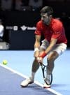 Novak Djokovic durante el partido contra Jannik Sinner del torneo de exhibición Six Kings Slam EFE/EPA/STR