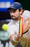El monegasco Valentin Vacherot, 204 del ránking ATP en su partido ante el nerrlandés Tallon Griekspoor en Shanghai. EFE/EPA/ALEX PLAVEVSKI
