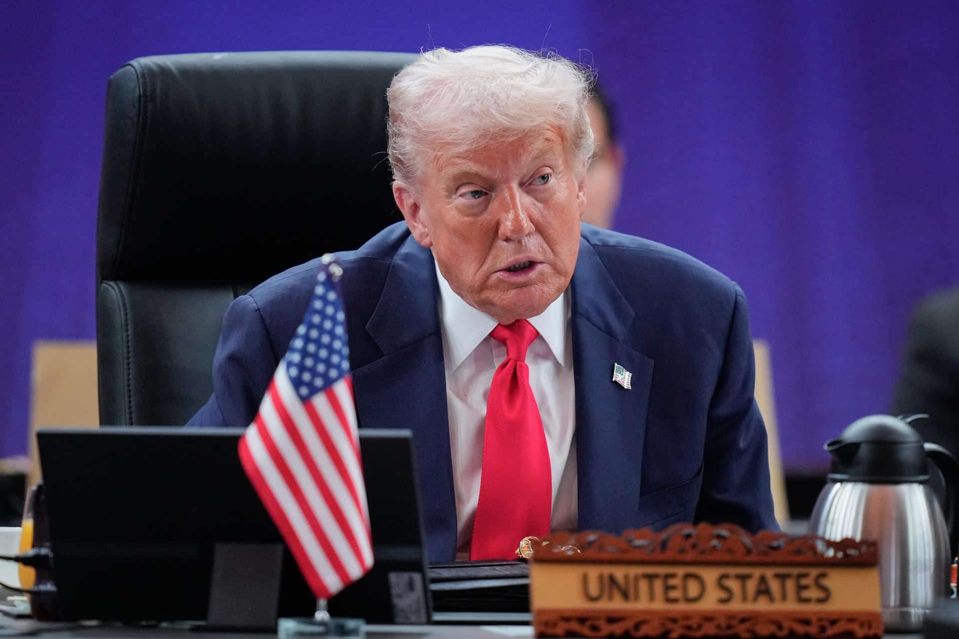 El presidente de Estados Unidos, Donald Trump, durante su visita a Malasia.
EFE/EPA/VINCENT THIAN / POOL