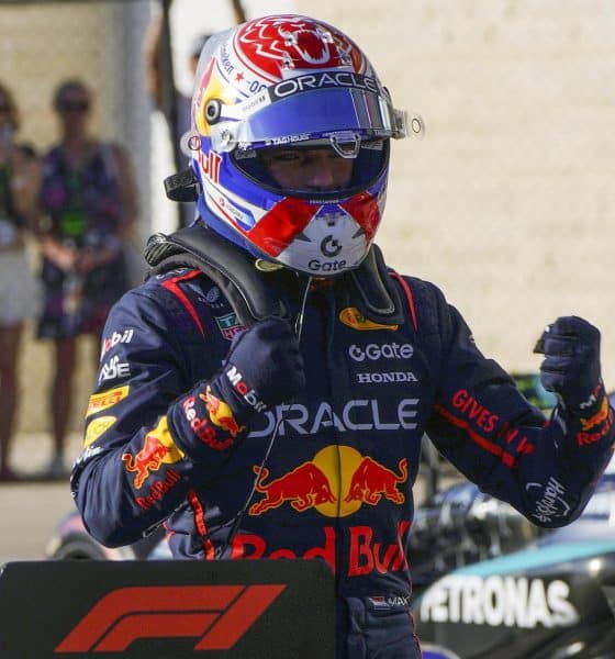 AUSTIN (EEUU), 19/10/2025.- El cuádruple campeón del mundo neerlandés Max Verstappen (Red Bull), que saldrá primero en el Gran Premio de Estados Unidos de Fórmula Uno; festeja su 'pole' tras la calificación en el Circuito de las Américas de Austin (Texas). EFE/EPA/DUSTIN SAFRANEK