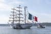 El buque escuela de la Armada Mexicana Cuauhtémoc zarpa este sábado, en Nueva York (EE.UU.). EFE/Ángel Colmenares
