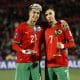 Yassir Zabiri (i) y Othmane Maamma, de Marruecos, posan con sus trofeos de mejores jugadores del Mundial Sub-20 en el estadio Nacional de Santiago de Chile. EFE/Elvis González