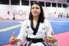 Fotografía de la abanderada guatemalteca para los Juegos Centroamericanos 2025, Alejandra Higueros, durante una entrevista con EFE en la Federación de Taekwondo de Guatemala. EFE/ Fernando Ruiz
