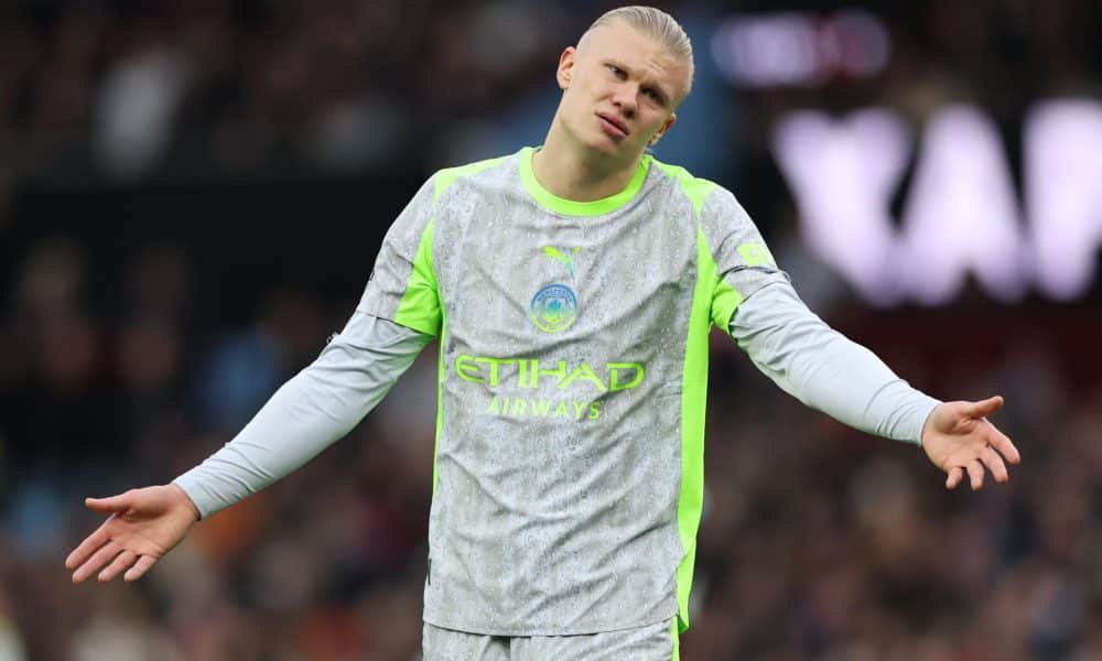 Erling Haaland, durante la derrota del Manchester City. EFE/EPA/ADAM VAUGHAN.
