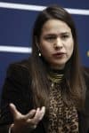 La directora de Fintech México, Claudia Núñez, habla en una rueda de prensa este lunes, en Ciudad de México (México). EFE/ Sáshenka Gutiérrez