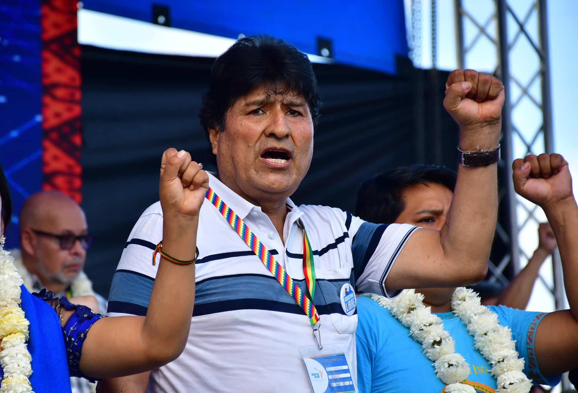 AME7426. IVIRGARZAMA (BOLIVIA), 03/08/2025.- El expresidente de Bolivia Evo Morales participa en un evento con sus seguidores y delegaciones del Runasur este domingo, en Ivirgarzama (Bolivia). Morales dijo que Bolivia votará en nulo en las elecciones del 17 de agosto si él no es candidato. EFE/Jorge Abrego