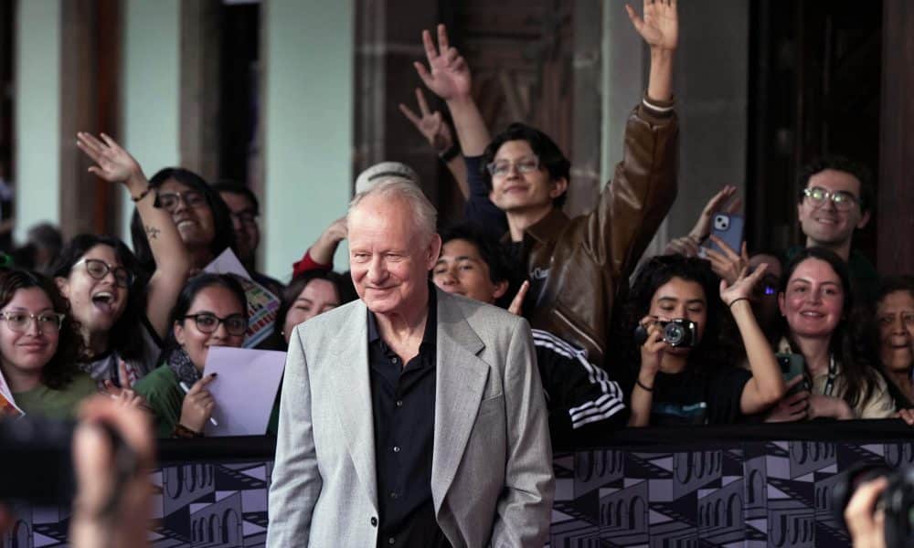 El actor sueco Stellan Skarsgård, posa este viernes, en el marco del Festival Internacional de Cine de Morelia en Michoacán (México). EFE/Iván Villanueva