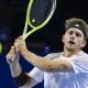 El tenista español Alejandro Davidovich Fokina durante la semifinal del torneo de Basilea en el St. Jakobshalle, Basilea, Suiza. EFE/EPA/GEORGIOS KEFALAS