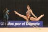 Sol Solórzano, de El Salvador, compite durante su presentación en la final femenina de gimnasia rítmica en Ciudad de Guatemala. EFE/ Alex Cruz