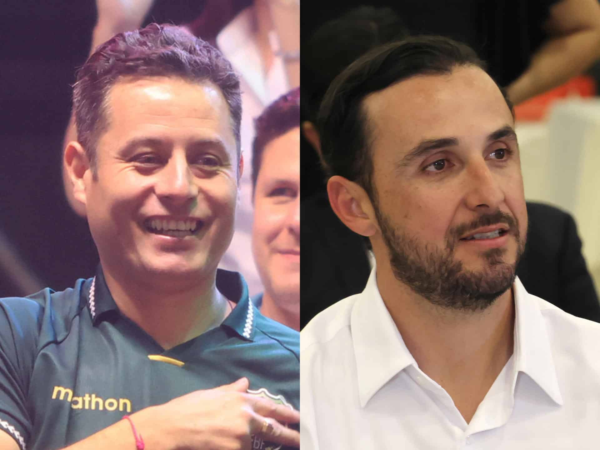 Combo de fotografías de archivo donde se observa a los candidatos a la Vicepresidencia de Bolivia Edman Lara (i), por el Partido Demócrata Cristiano, y Juan Pablo Velasco, por el partido Alianza Libre. EFE/ Juan Carlos Torrejón/ Jorge Abrego ARCHIVO