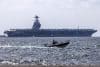 Fotografía de archivo fechada del 03 de octubre de 2025 del portaviones nuclear estadounidense USS Gerald R. Ford llegando a Palma (España). EFE/ Cati Cladera
