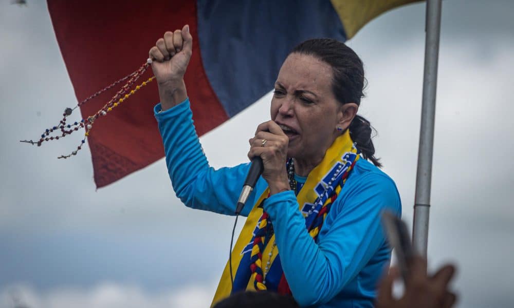 Fotografía de archivo de la líder opositora venezolana María Corina Machado. EFE/ Henry Chirinos